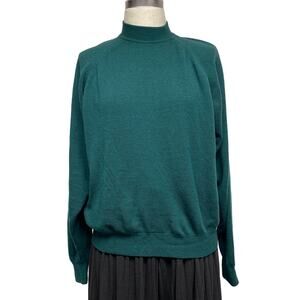 Vintage Maban Scotland Womens Green Mockneck Wool Sweater
